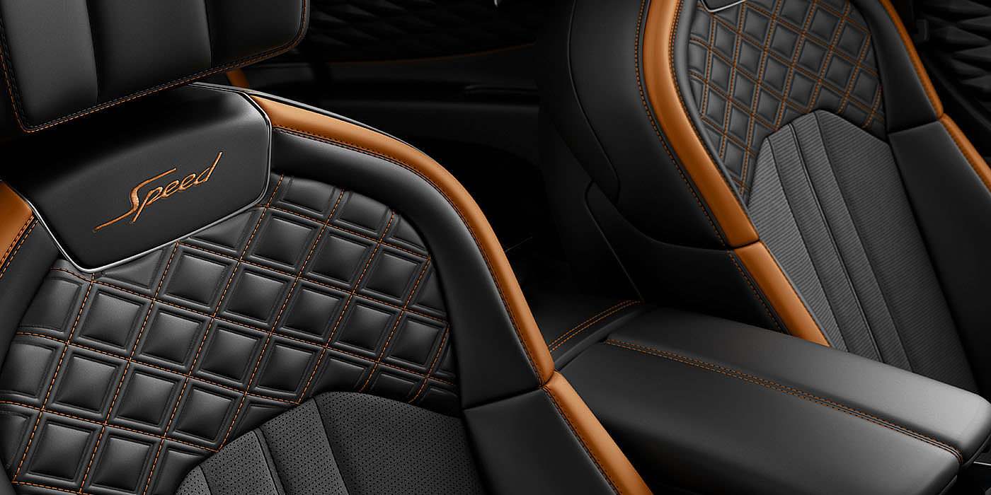Bentley Katowice Bentley Flying Spur Speed's front seats with detailed contrast stitching and Speed Emblems