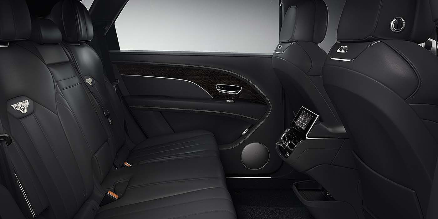 Bentley Katowice Bentley Bentayga EWB SUV rear interior in Beluga black leather