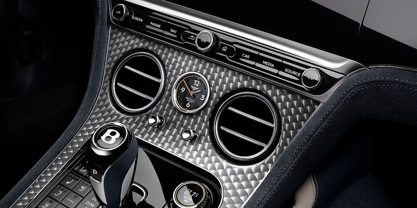 Bentley Katowice Bentley Continental GTC Speed convertible front interior engine spin veneer detail