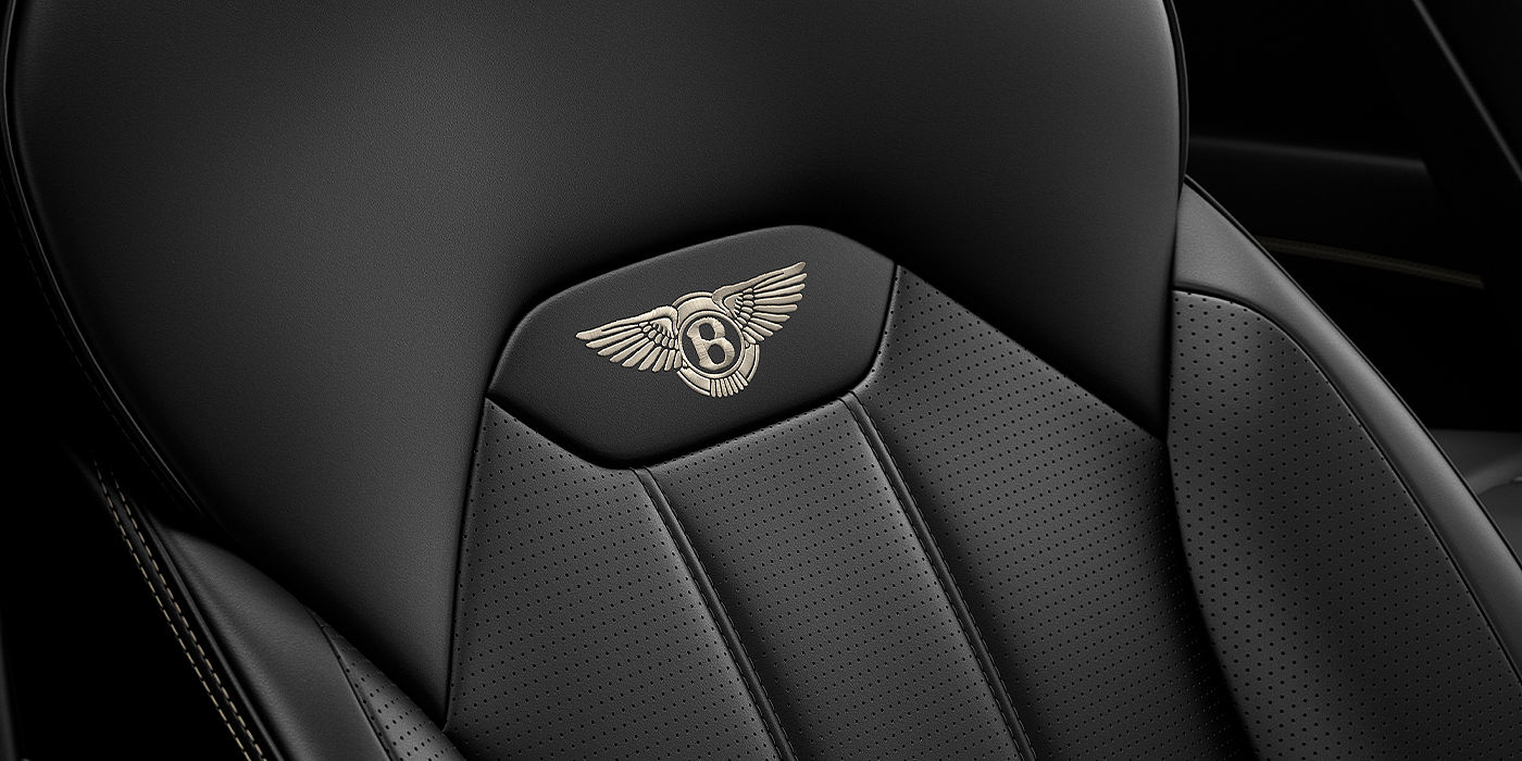 Bentley Katowice Bentley Bentayga SUV seat detail in Beluga black hide