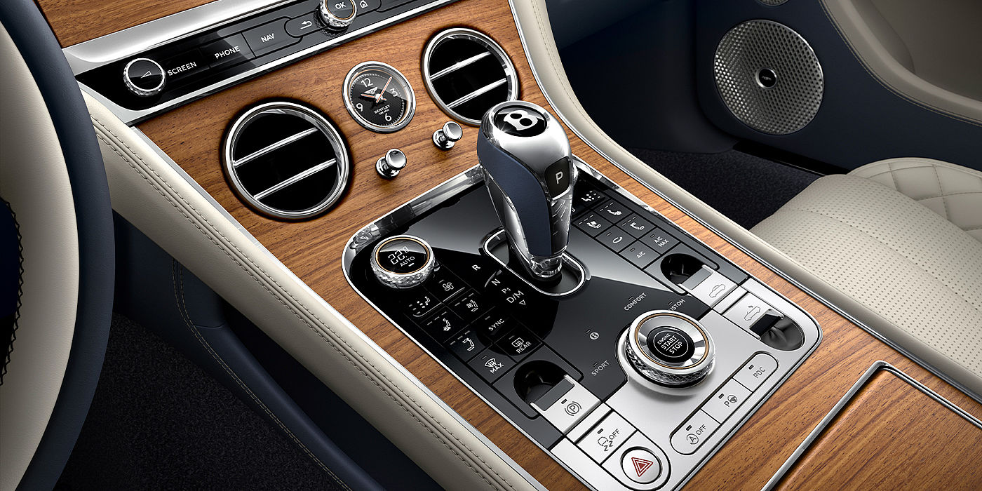 Bentley Katowice Bentley Continental GTC Azure convertible front interior console detail